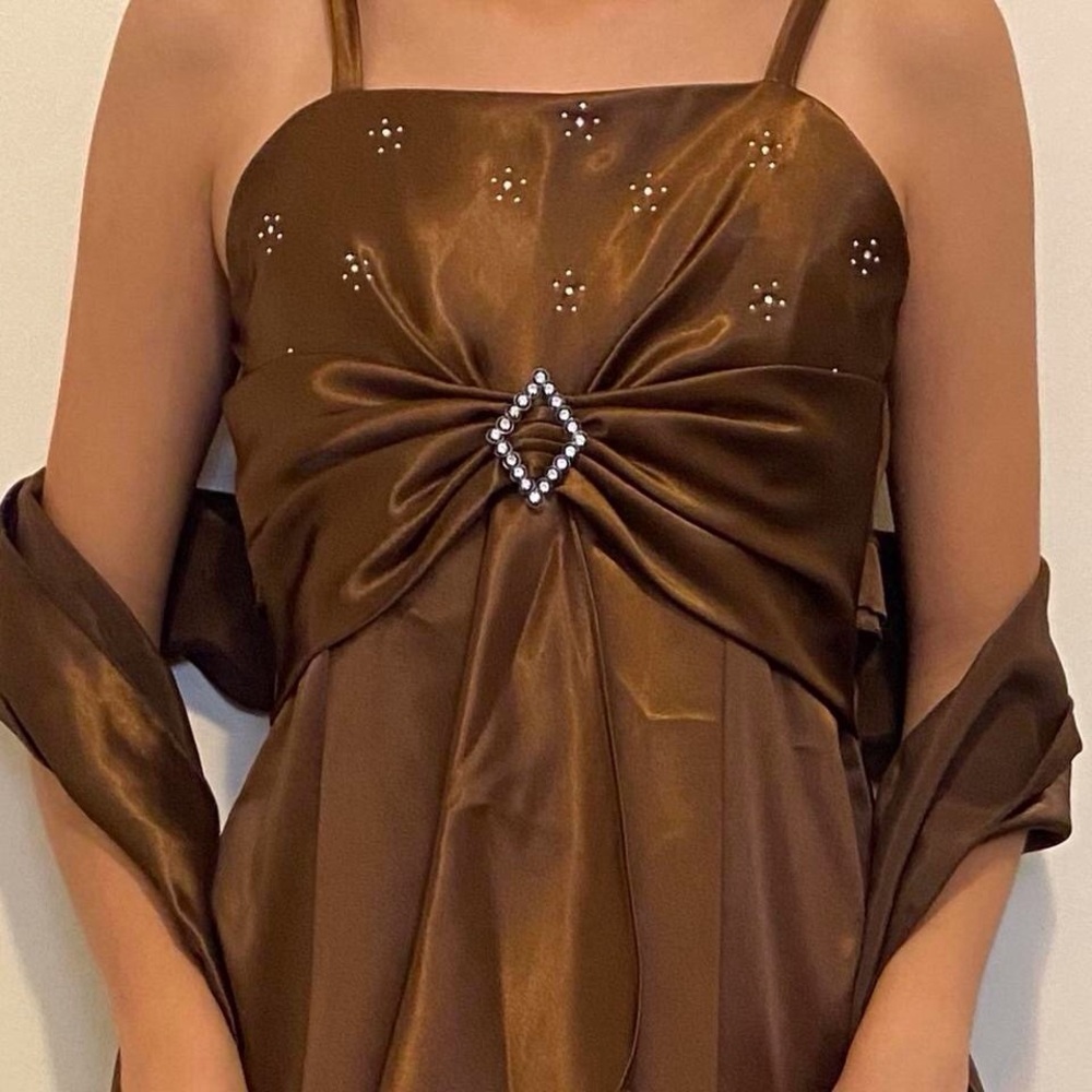 Girls Elegant Brown Evening Dress